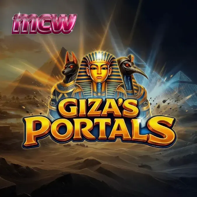 Giao diện trò chơi slot Giza’s Portals với các biểu tượng Ai Cập cổ đại